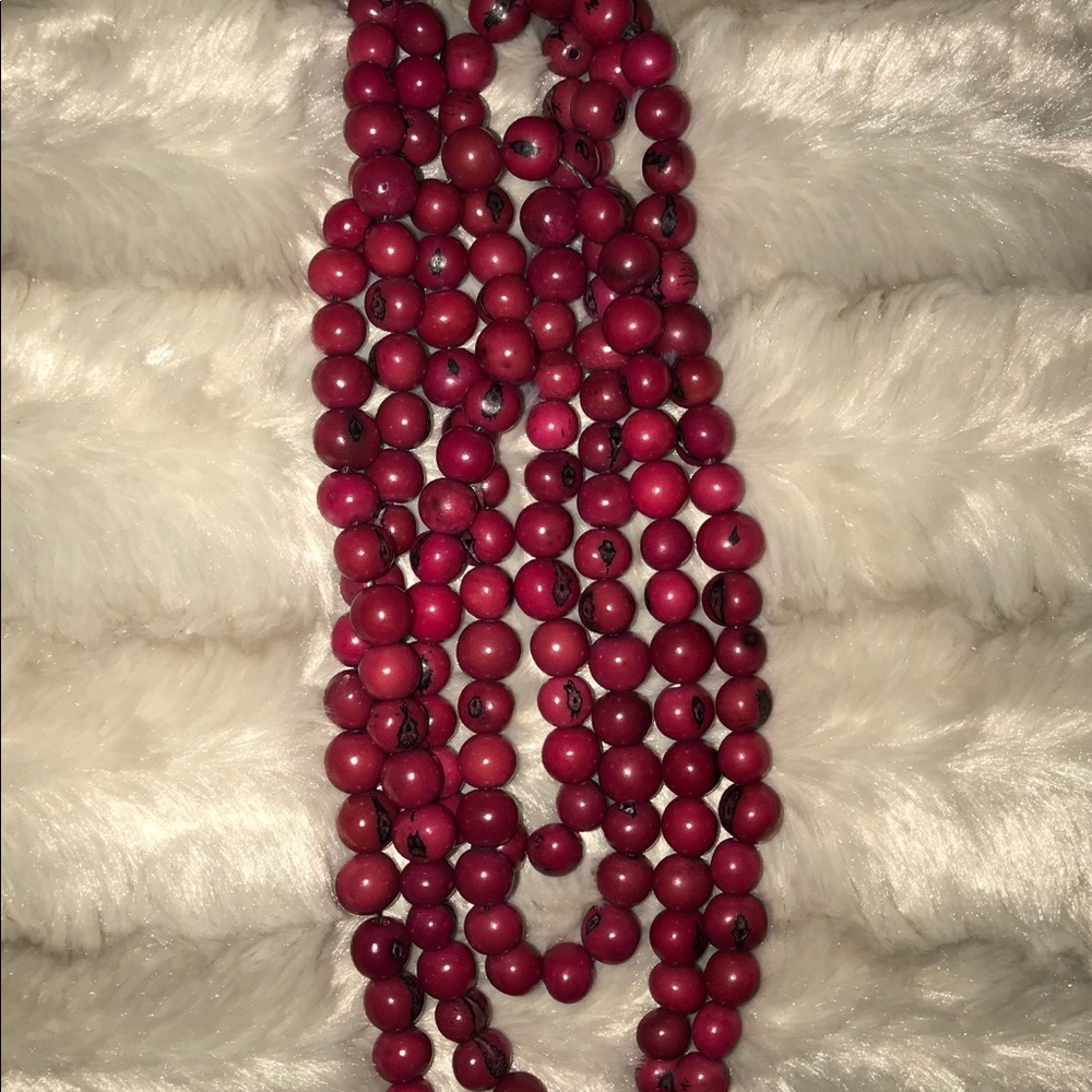 ☀️Noonday Collection Red Acai Beaded Rope Necklace